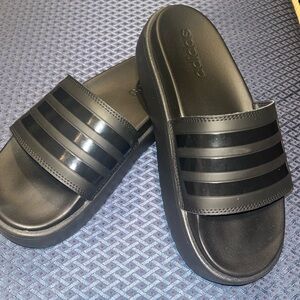 Adidas‎ Black Platform Slide Sandals